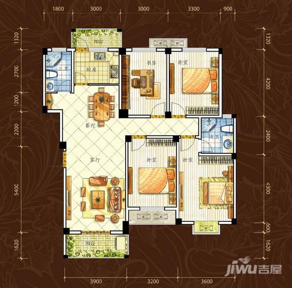 中都府邸4室2厅2卫100㎡户型图